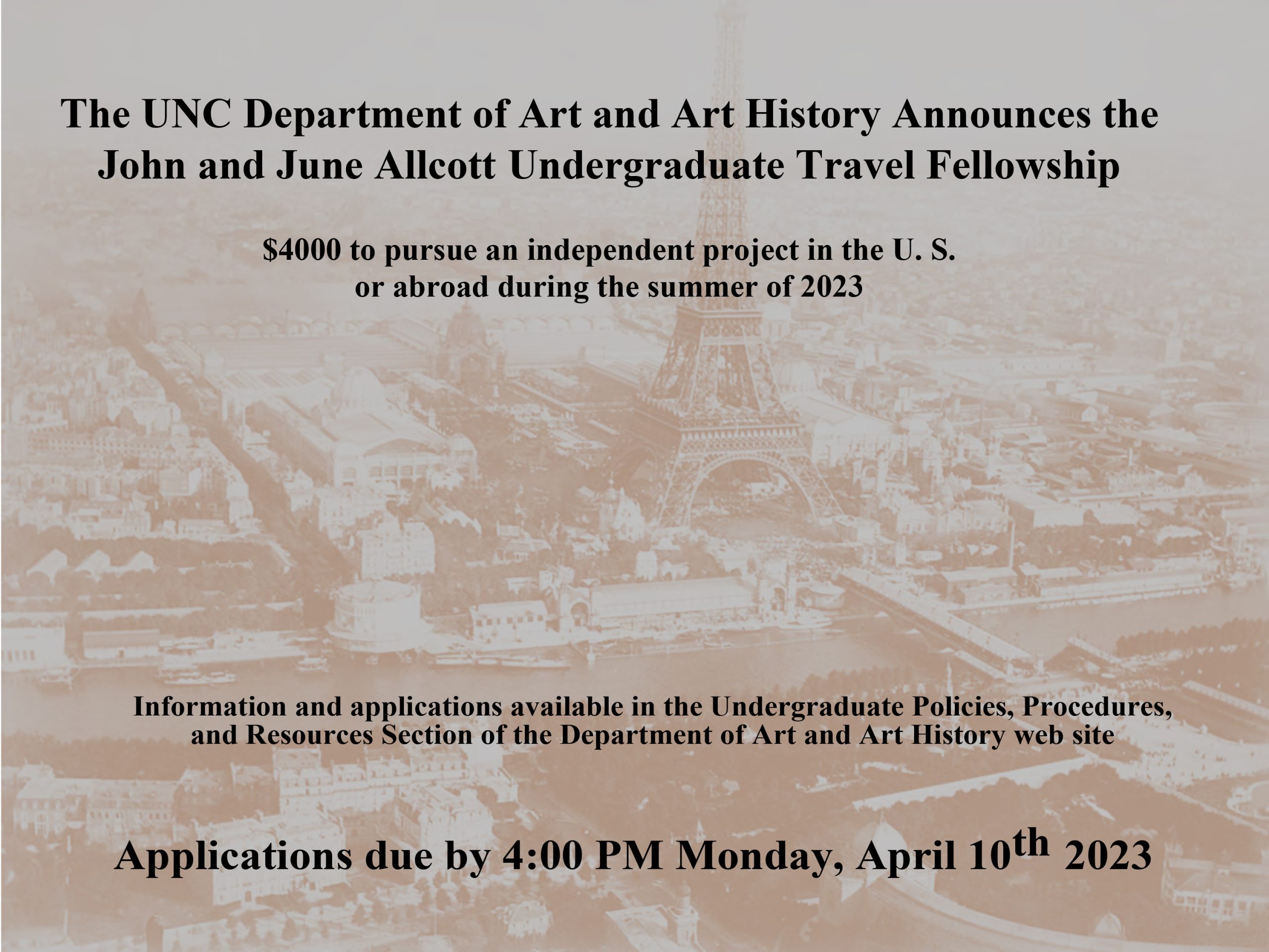 2023 Allcott Travel Fellowship Application Announcement