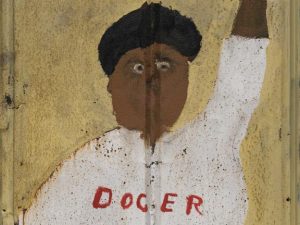 Sam Doyle, Jackie Robinson (detail), about 1983. Paint on found, weathered, corrugated roofing tin. M. Theresa B. Hopkins Fund, Harry Wallace Anderson Fund, and Robert Jordan Fund.